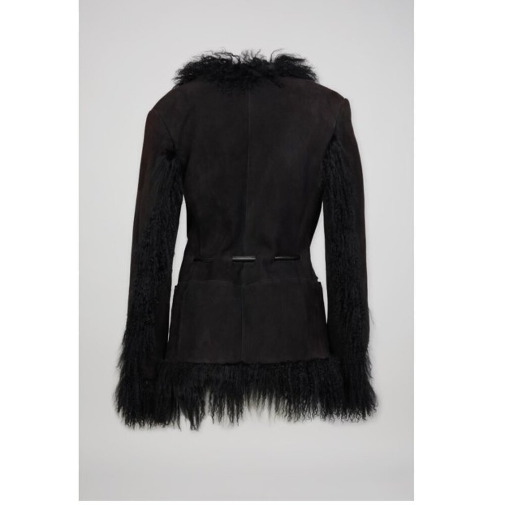 Gucci Tom Ford Era F/W 1999 Black Suede and Shearling Coat 90s Y2K Vintage - Picture 4 of 16
